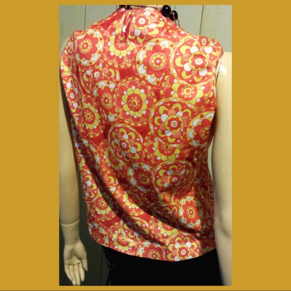 Vintage 60s French Designer RODIER Psychedelic MOD Flower Power Color Wheel Top - Picture 2 of 4